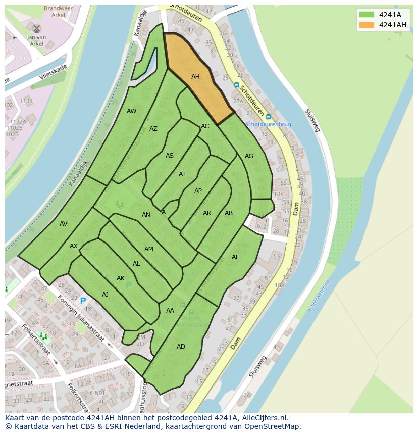 Afbeelding van het postcodegebied 4241 AH op de kaart.