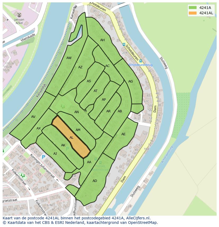 Afbeelding van het postcodegebied 4241 AL op de kaart.