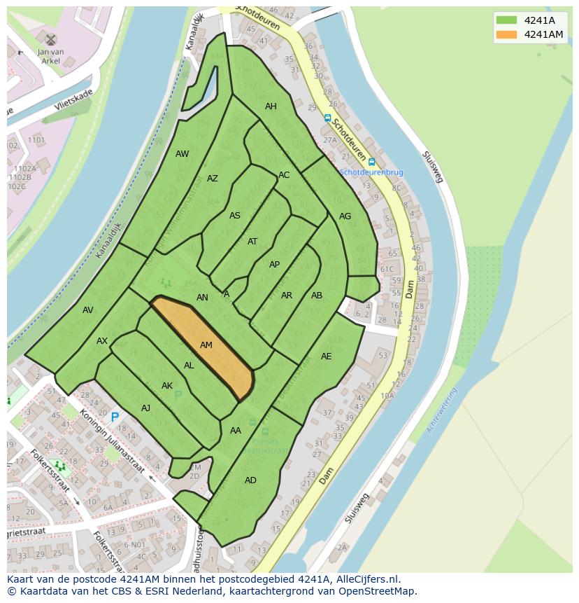 Afbeelding van het postcodegebied 4241 AM op de kaart.