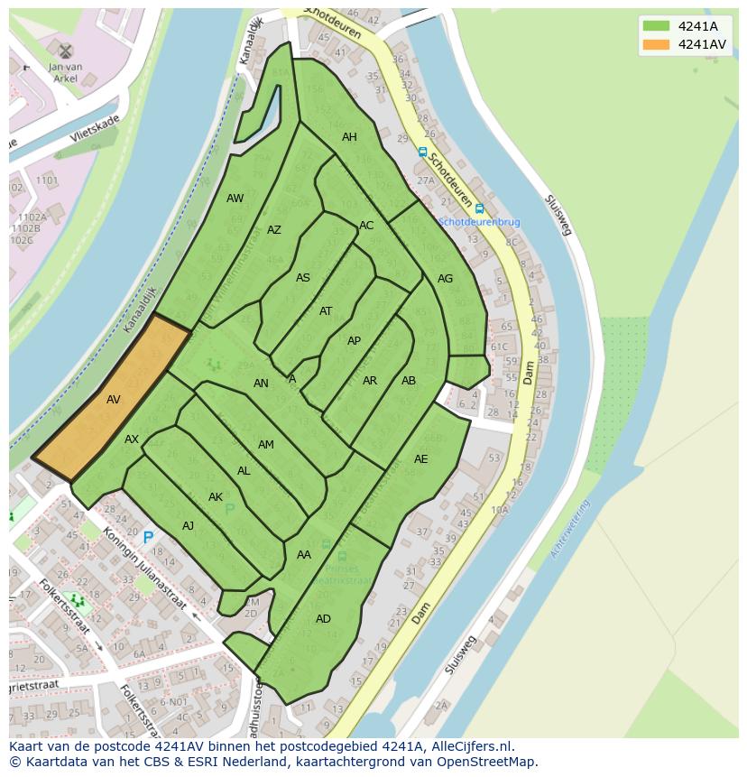 Afbeelding van het postcodegebied 4241 AV op de kaart.