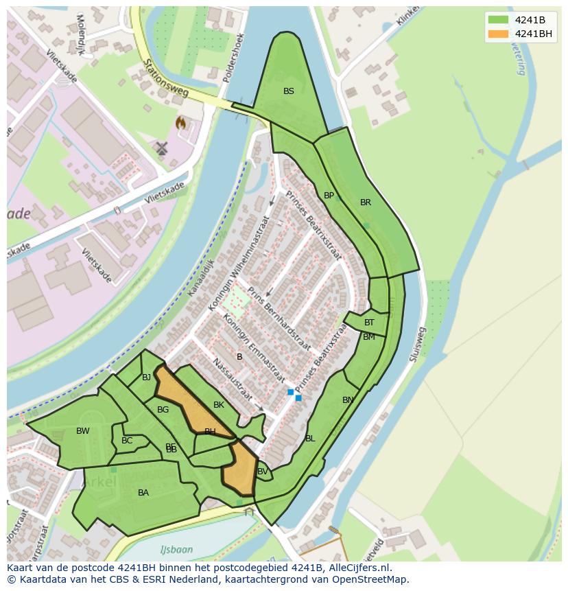 Afbeelding van het postcodegebied 4241 BH op de kaart.