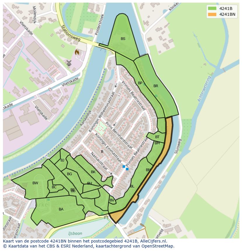 Afbeelding van het postcodegebied 4241 BN op de kaart.