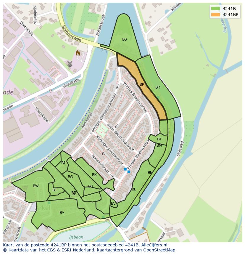 Afbeelding van het postcodegebied 4241 BP op de kaart.