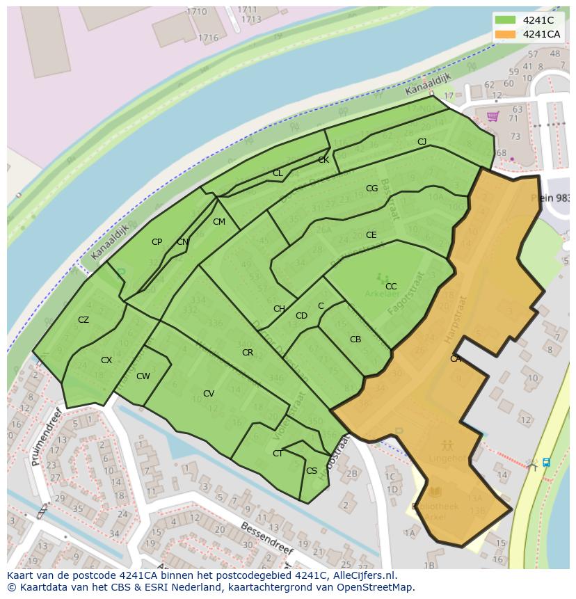 Afbeelding van het postcodegebied 4241 CA op de kaart.