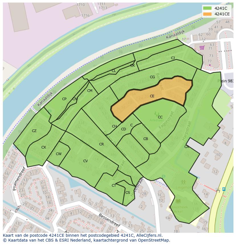 Afbeelding van het postcodegebied 4241 CE op de kaart.