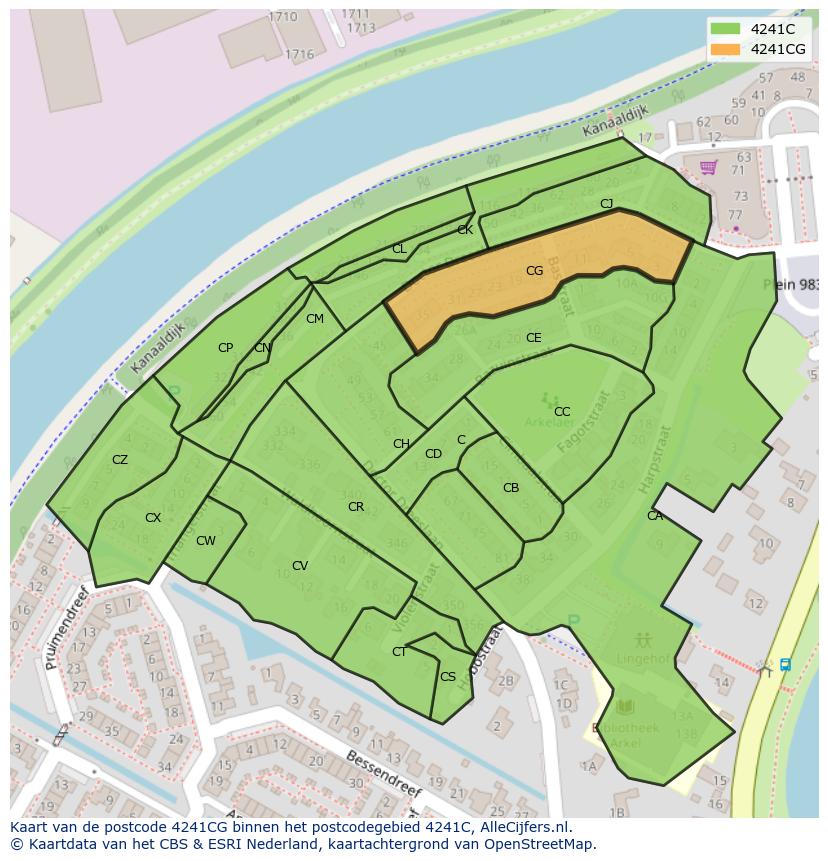 Afbeelding van het postcodegebied 4241 CG op de kaart.