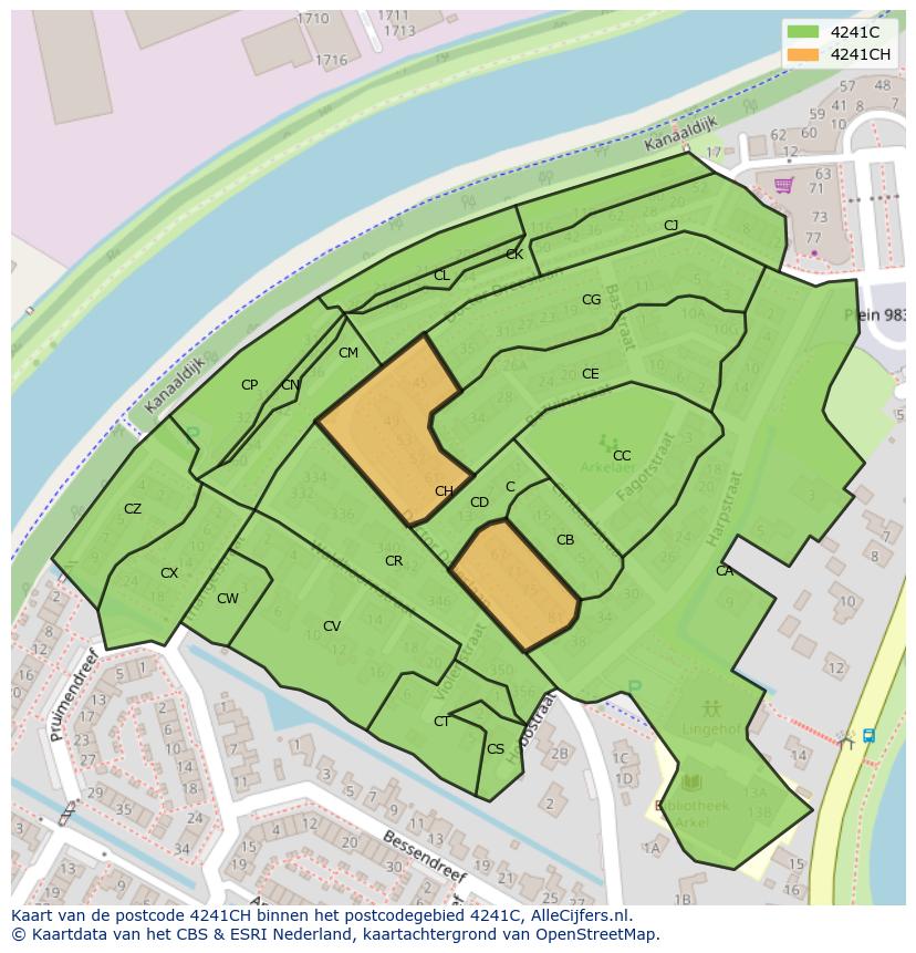 Afbeelding van het postcodegebied 4241 CH op de kaart.