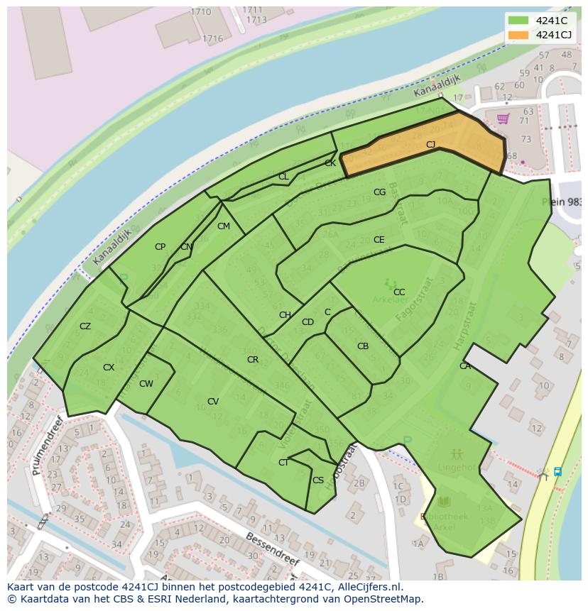 Afbeelding van het postcodegebied 4241 CJ op de kaart.