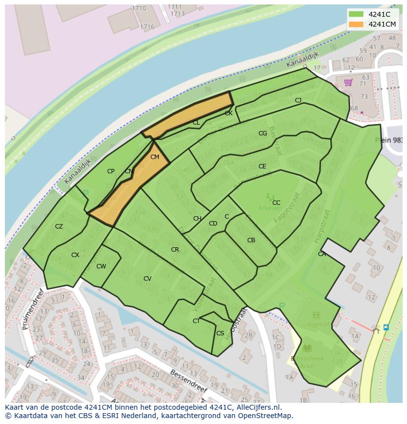 Afbeelding van het postcodegebied 4241 CM op de kaart.