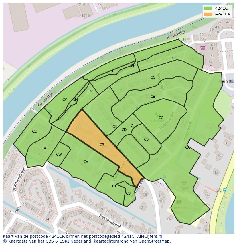 Afbeelding van het postcodegebied 4241 CR op de kaart.