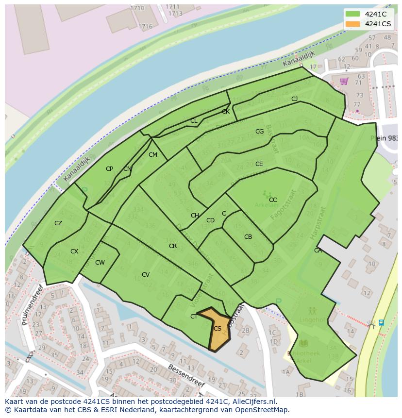 Afbeelding van het postcodegebied 4241 CS op de kaart.
