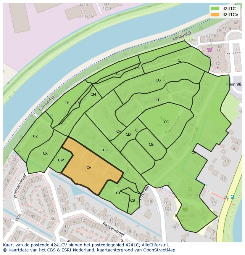 Afbeelding van het postcodegebied 4241 CV op de kaart.