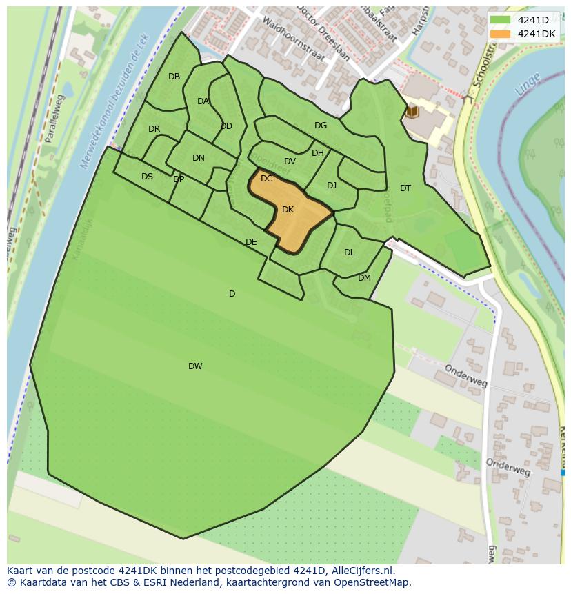Afbeelding van het postcodegebied 4241 DK op de kaart.