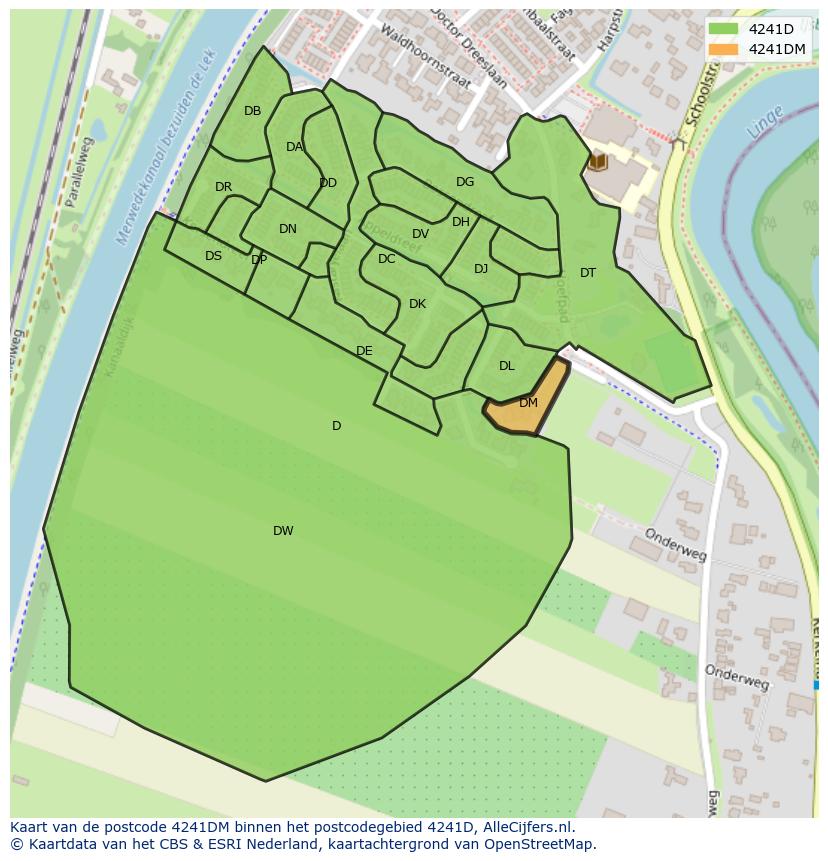Afbeelding van het postcodegebied 4241 DM op de kaart.