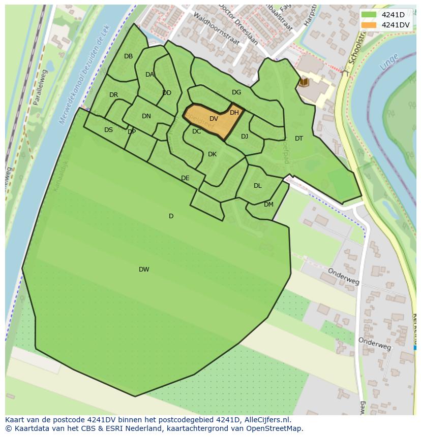 Afbeelding van het postcodegebied 4241 DV op de kaart.