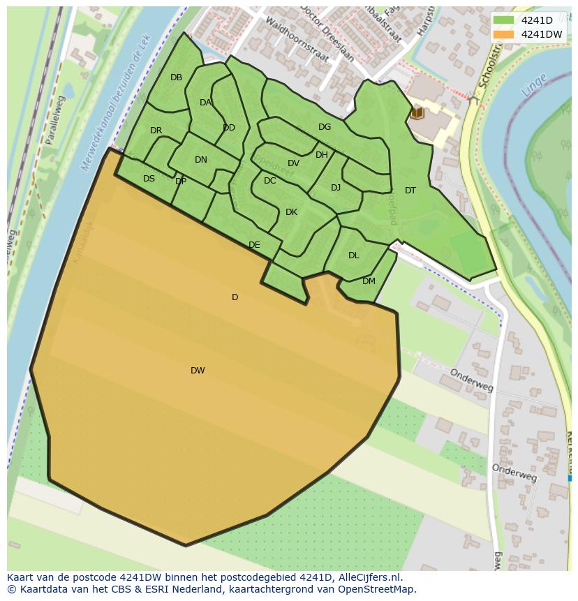 Afbeelding van het postcodegebied 4241 DW op de kaart.