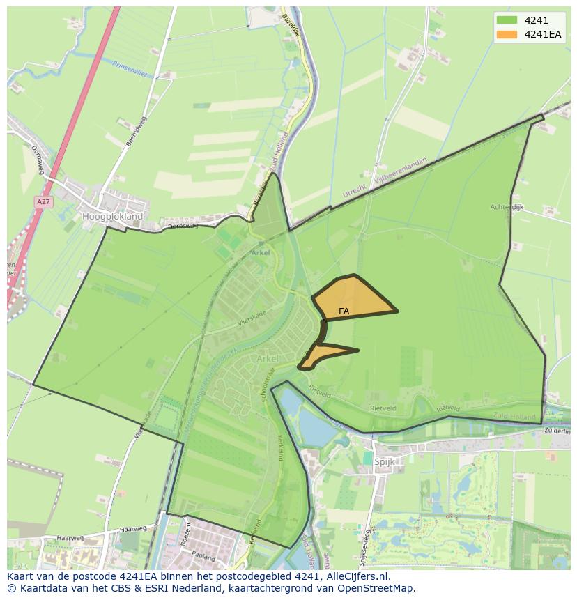 Afbeelding van het postcodegebied 4241 EA op de kaart.