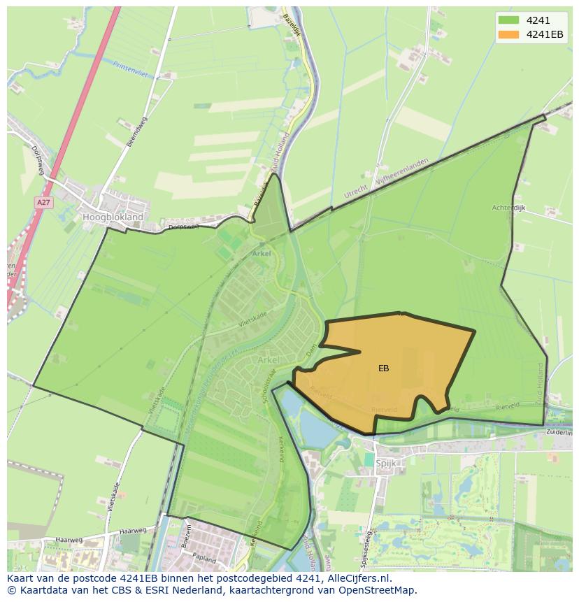 Afbeelding van het postcodegebied 4241 EB op de kaart.