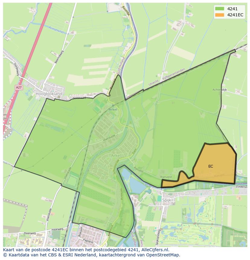 Afbeelding van het postcodegebied 4241 EC op de kaart.