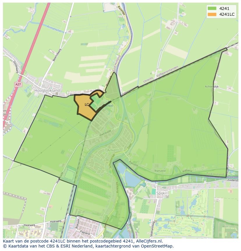 Afbeelding van het postcodegebied 4241 LC op de kaart.