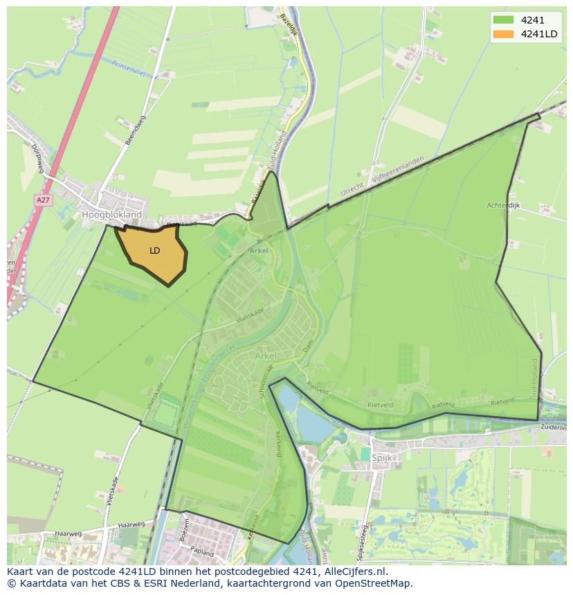 Afbeelding van het postcodegebied 4241 LD op de kaart.