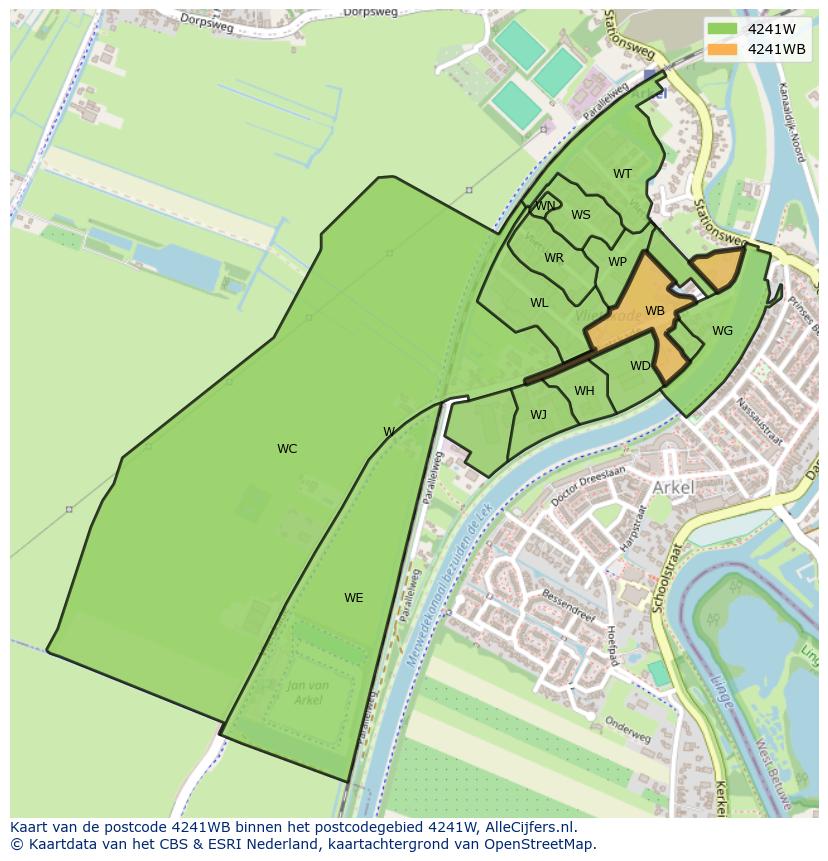 Afbeelding van het postcodegebied 4241 WB op de kaart.