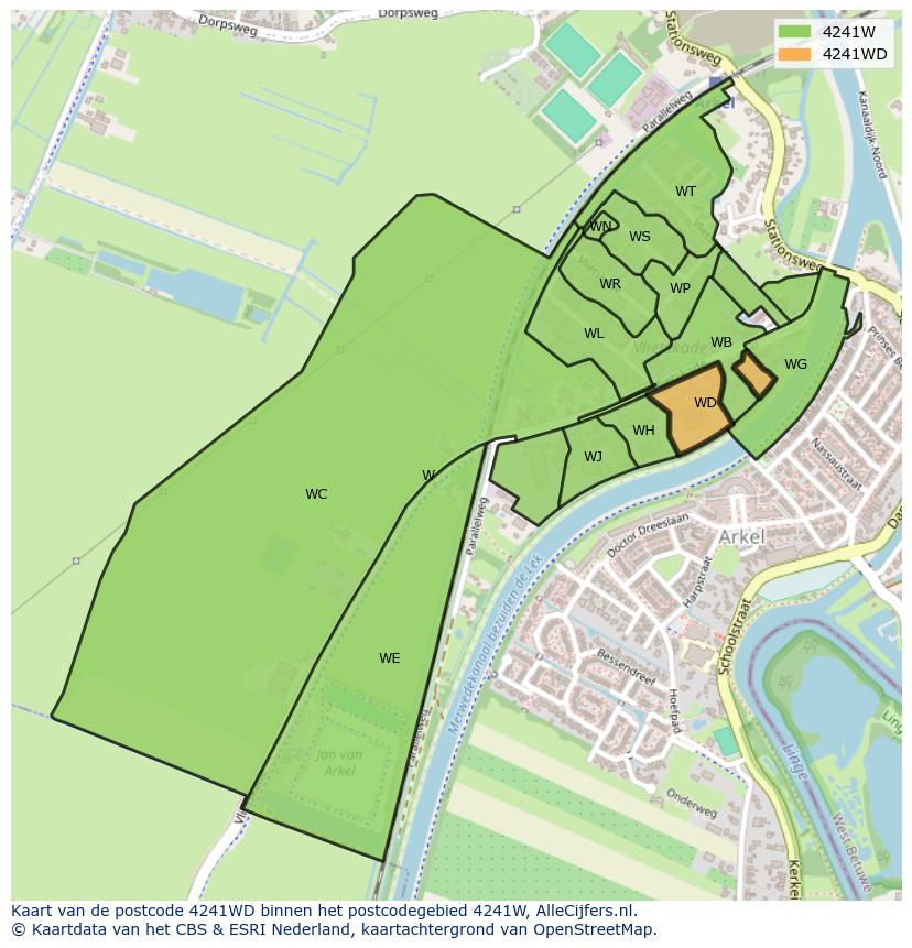Afbeelding van het postcodegebied 4241 WD op de kaart.