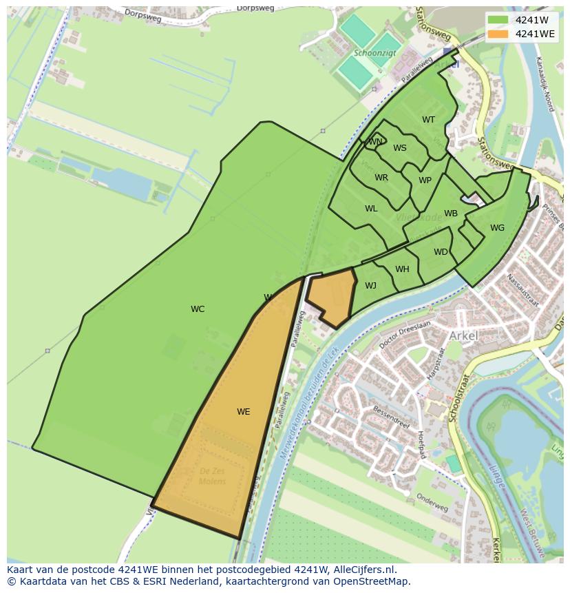 Afbeelding van het postcodegebied 4241 WE op de kaart.