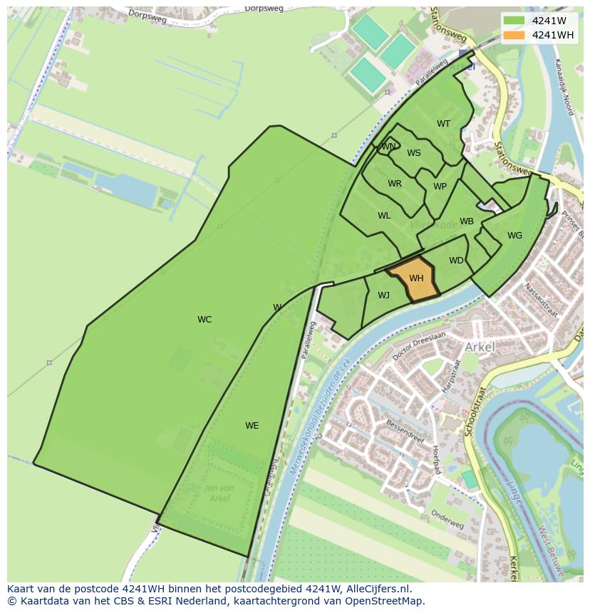 Afbeelding van het postcodegebied 4241 WH op de kaart.