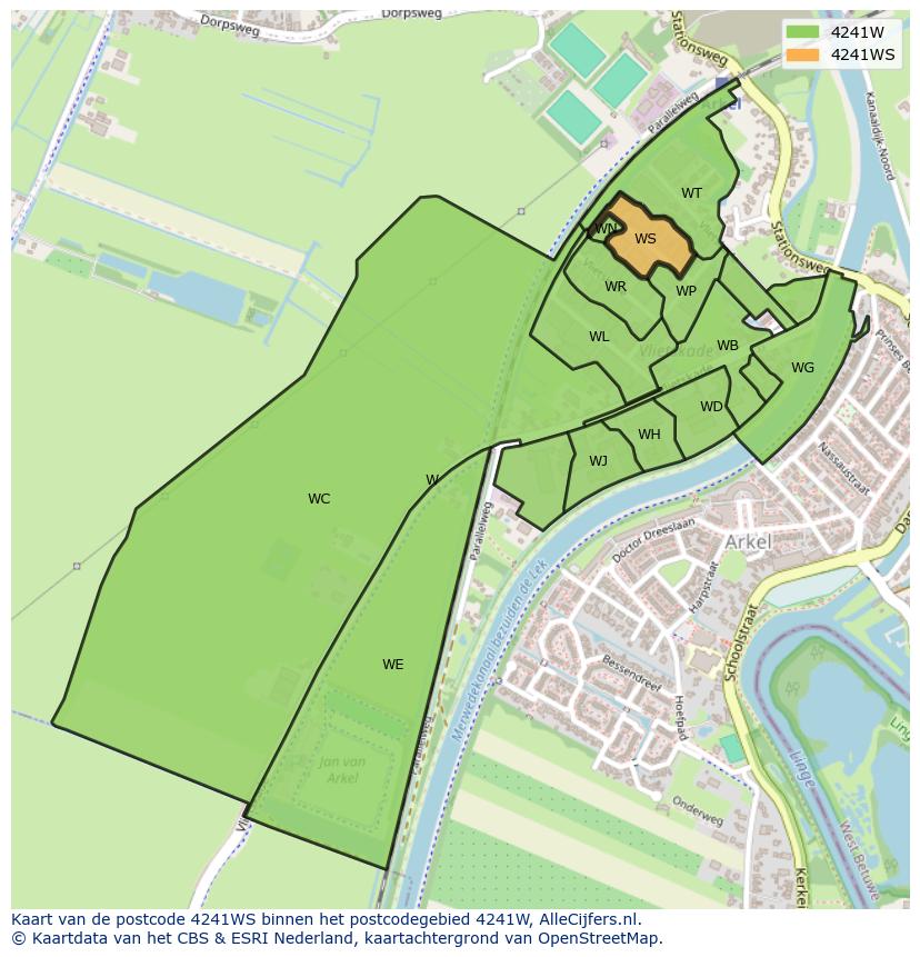 Afbeelding van het postcodegebied 4241 WS op de kaart.