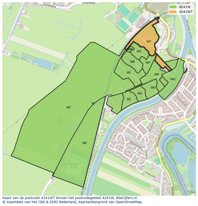 Afbeelding van het postcodegebied 4241 WT op de kaart.