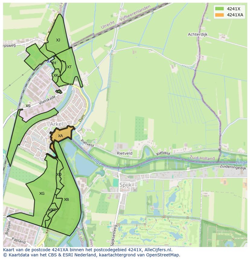 Afbeelding van het postcodegebied 4241 XA op de kaart.