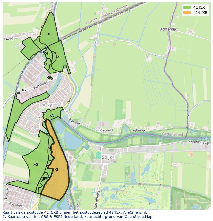 Afbeelding van het postcodegebied 4241 XB op de kaart.