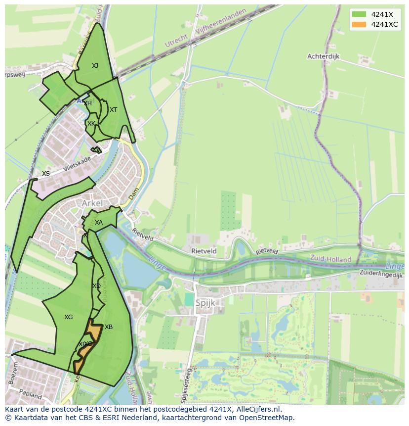 Afbeelding van het postcodegebied 4241 XC op de kaart.