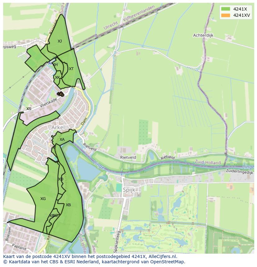 Afbeelding van het postcodegebied 4241 XV op de kaart.