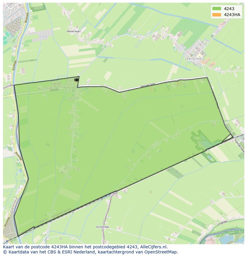 Afbeelding van het postcodegebied 4243 HA op de kaart.