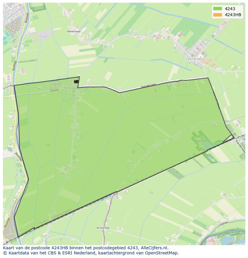 Afbeelding van het postcodegebied 4243 HB op de kaart.