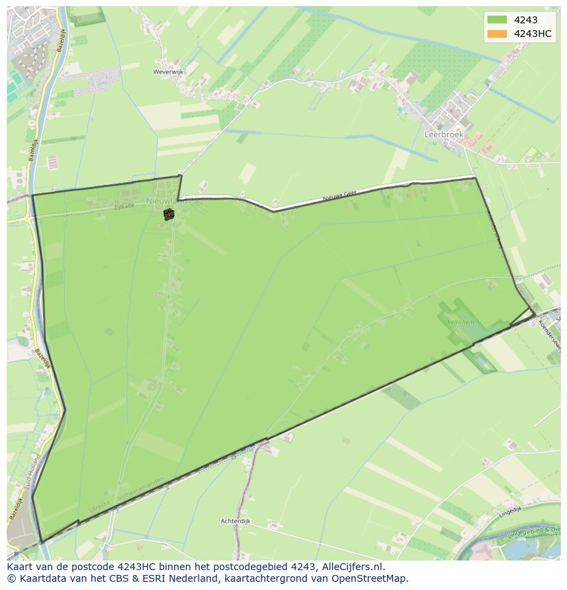 Afbeelding van het postcodegebied 4243 HC op de kaart.