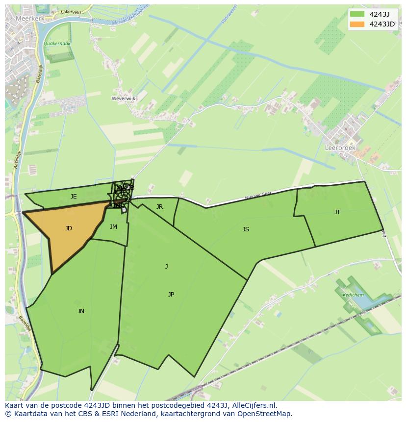 Afbeelding van het postcodegebied 4243 JD op de kaart.