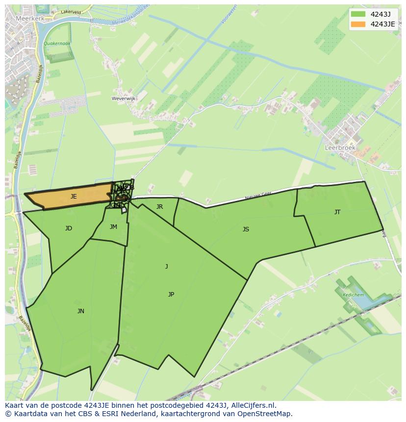 Afbeelding van het postcodegebied 4243 JE op de kaart.
