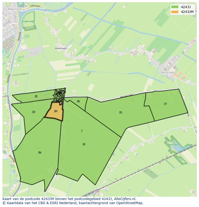 Afbeelding van het postcodegebied 4243 JM op de kaart.