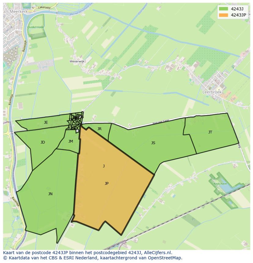 Afbeelding van het postcodegebied 4243 JP op de kaart.