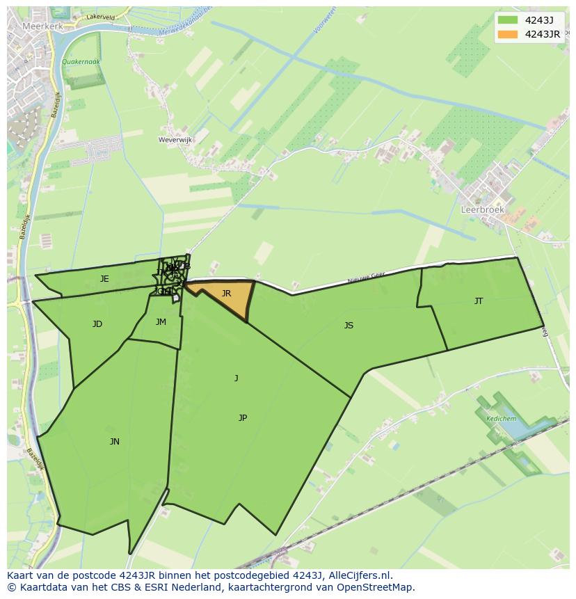 Afbeelding van het postcodegebied 4243 JR op de kaart.