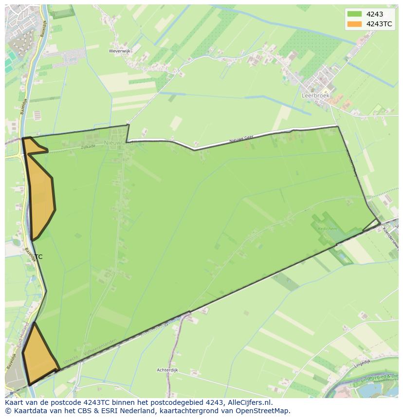 Afbeelding van het postcodegebied 4243 TC op de kaart.