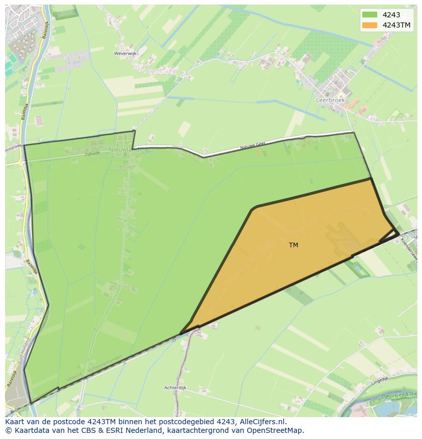 Afbeelding van het postcodegebied 4243 TM op de kaart.