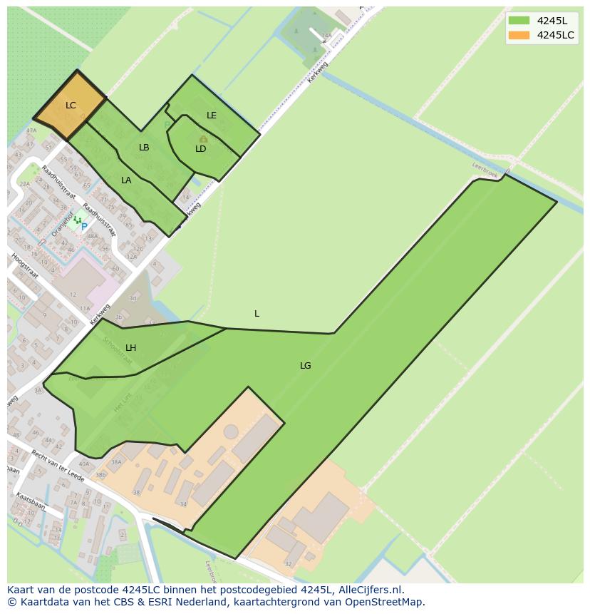 Afbeelding van het postcodegebied 4245 LC op de kaart.