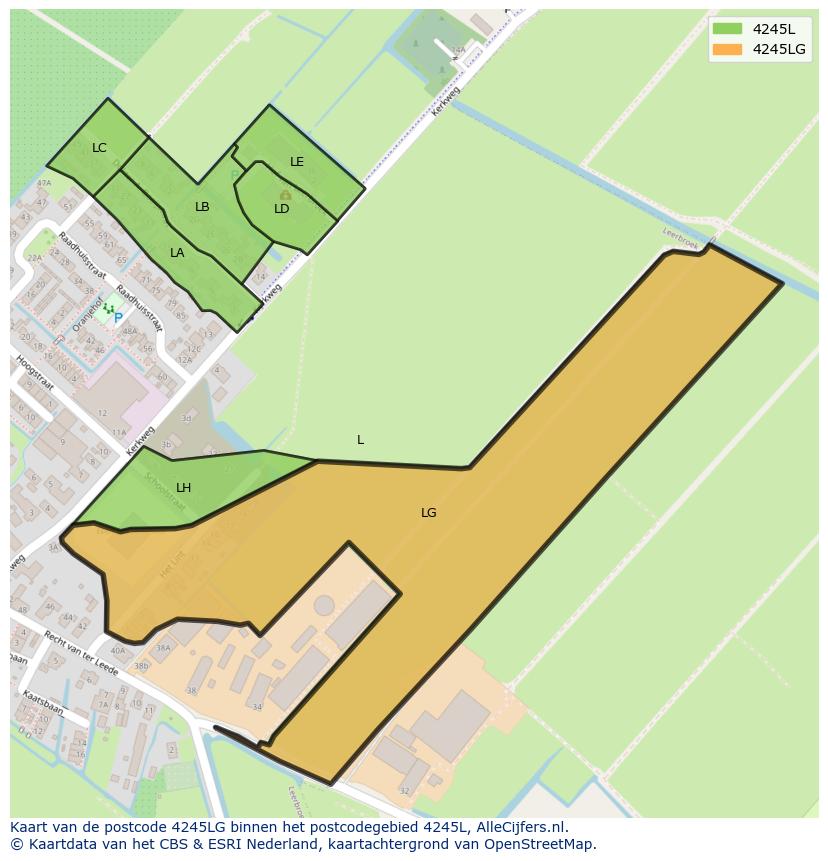 Afbeelding van het postcodegebied 4245 LG op de kaart.