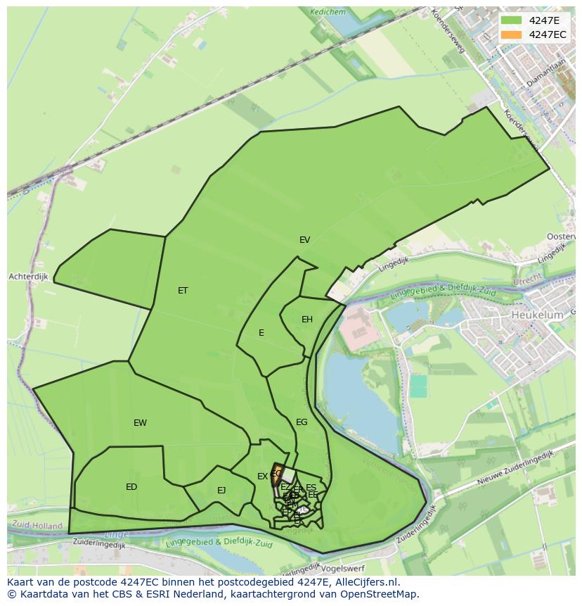 Afbeelding van het postcodegebied 4247 EC op de kaart.