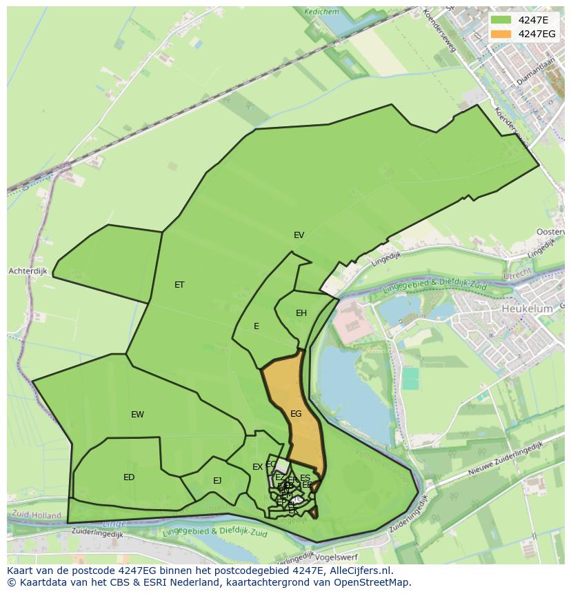Afbeelding van het postcodegebied 4247 EG op de kaart.