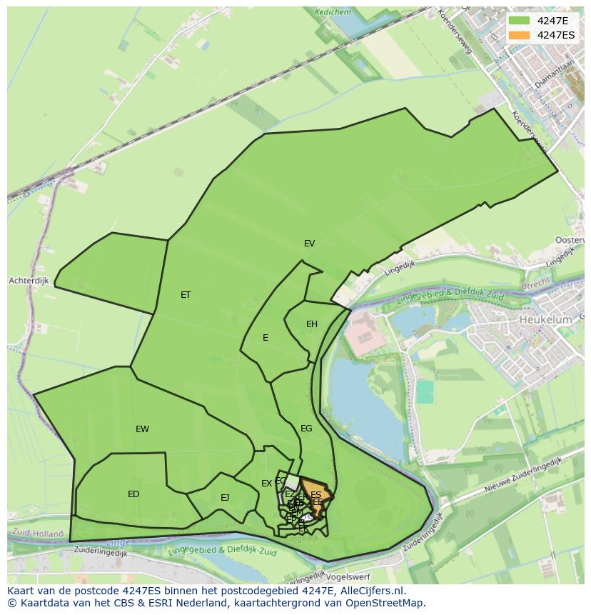 Afbeelding van het postcodegebied 4247 ES op de kaart.